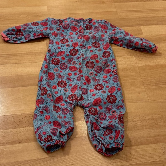 Floral Blue and Pink Kids One Piece in velvet - Picture 6 of 8